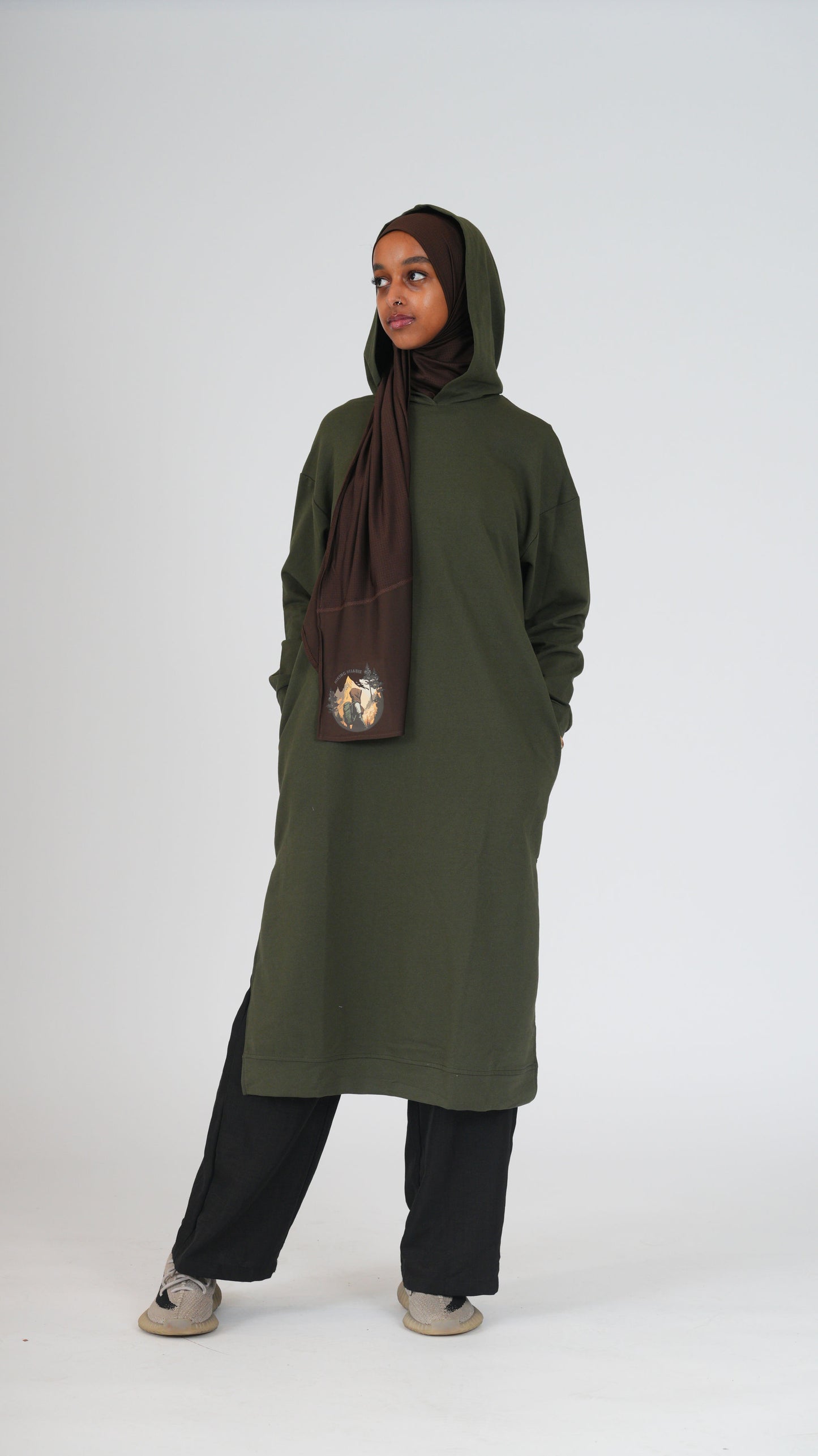 Hiking Hijabie Knee Length Hoodie