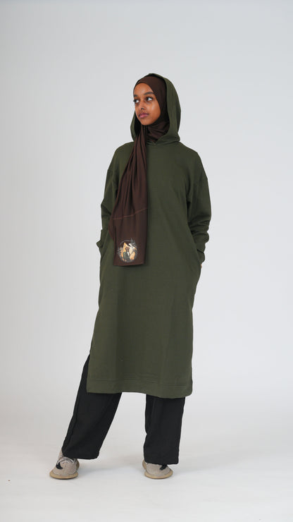 Hiking Hijabie Knee Length Hoodie