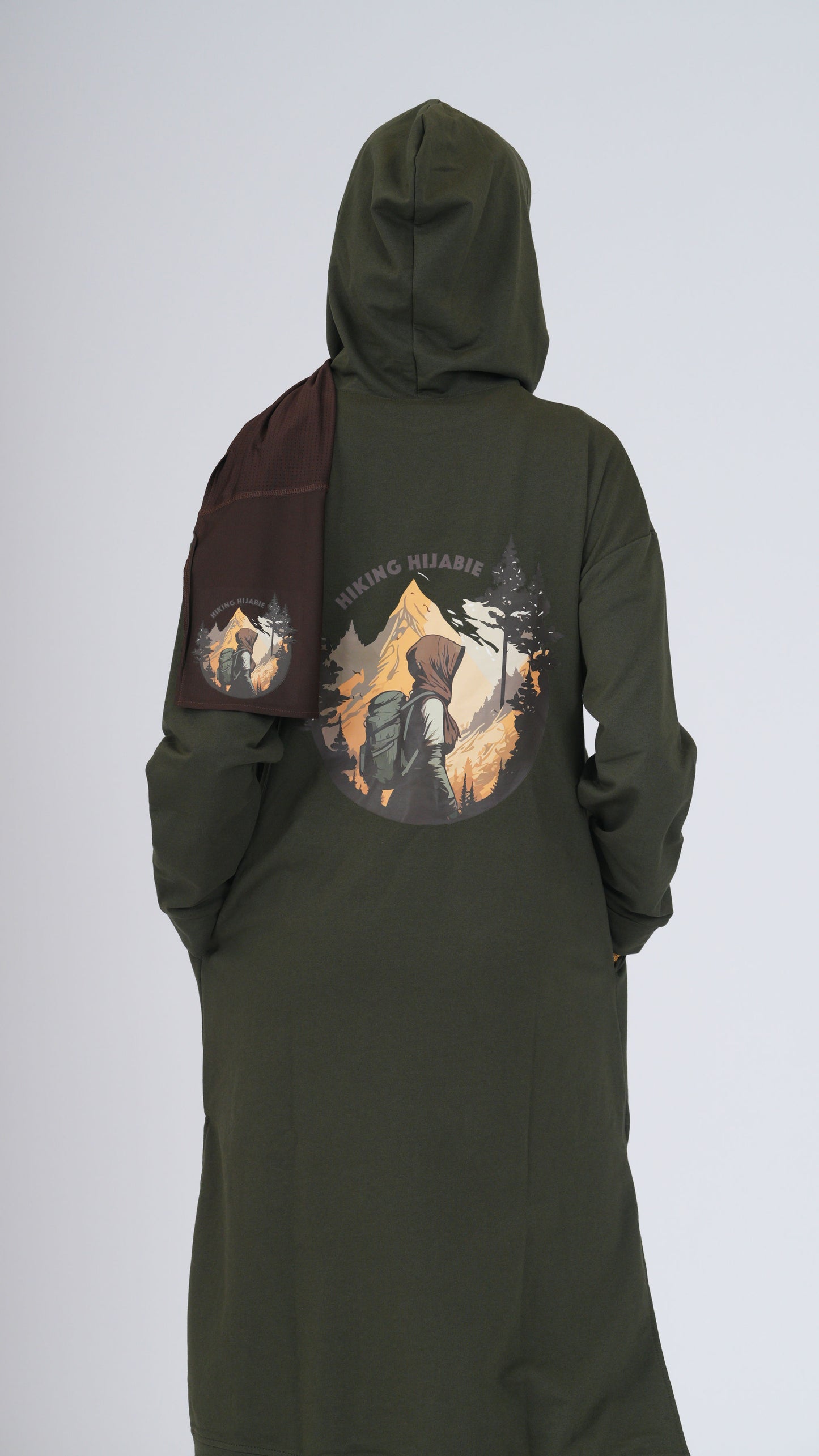 Hiking Hijabie Knee Length Hoodie