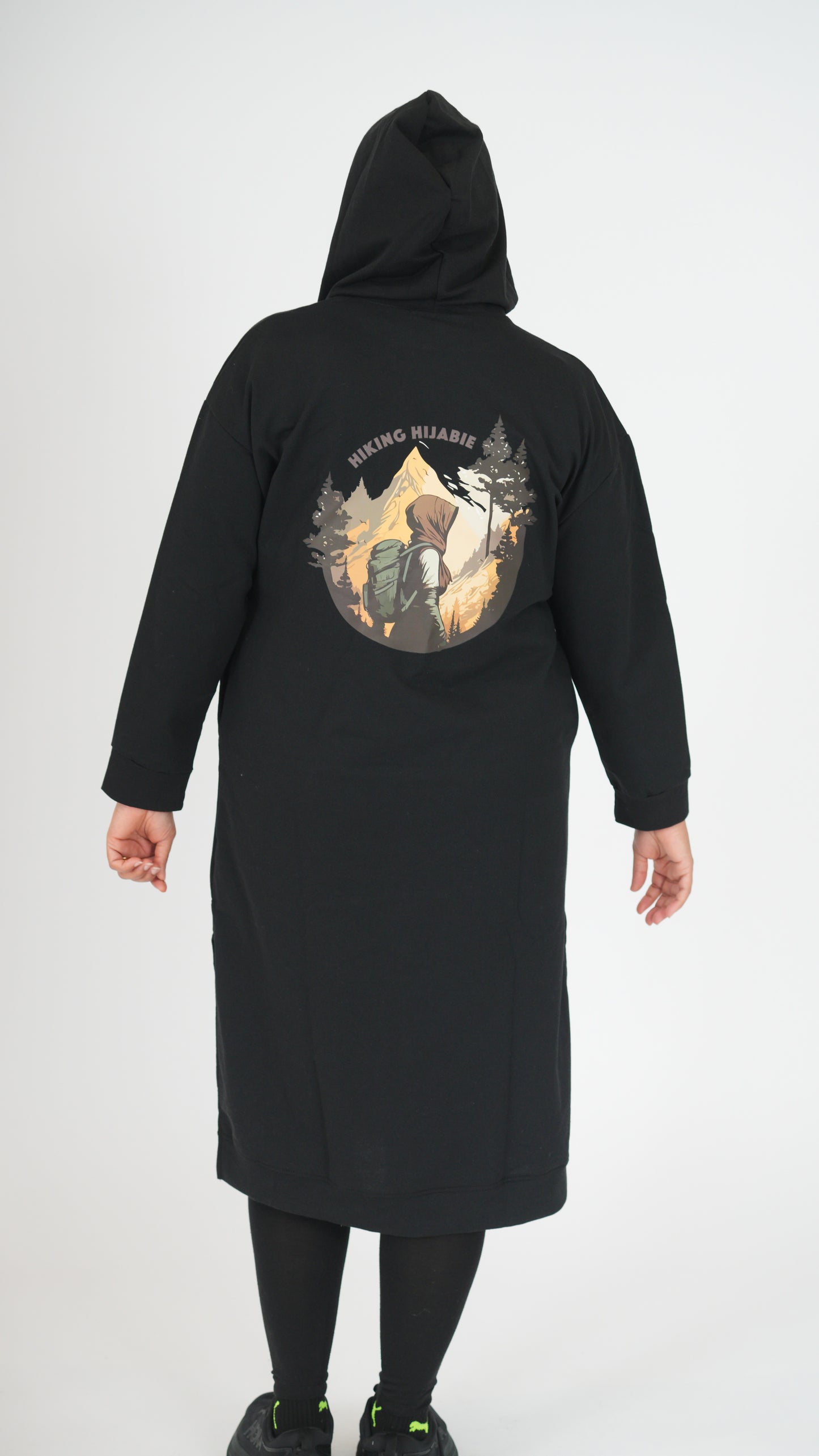 Hiking Hijabie Knee Length Hoodie