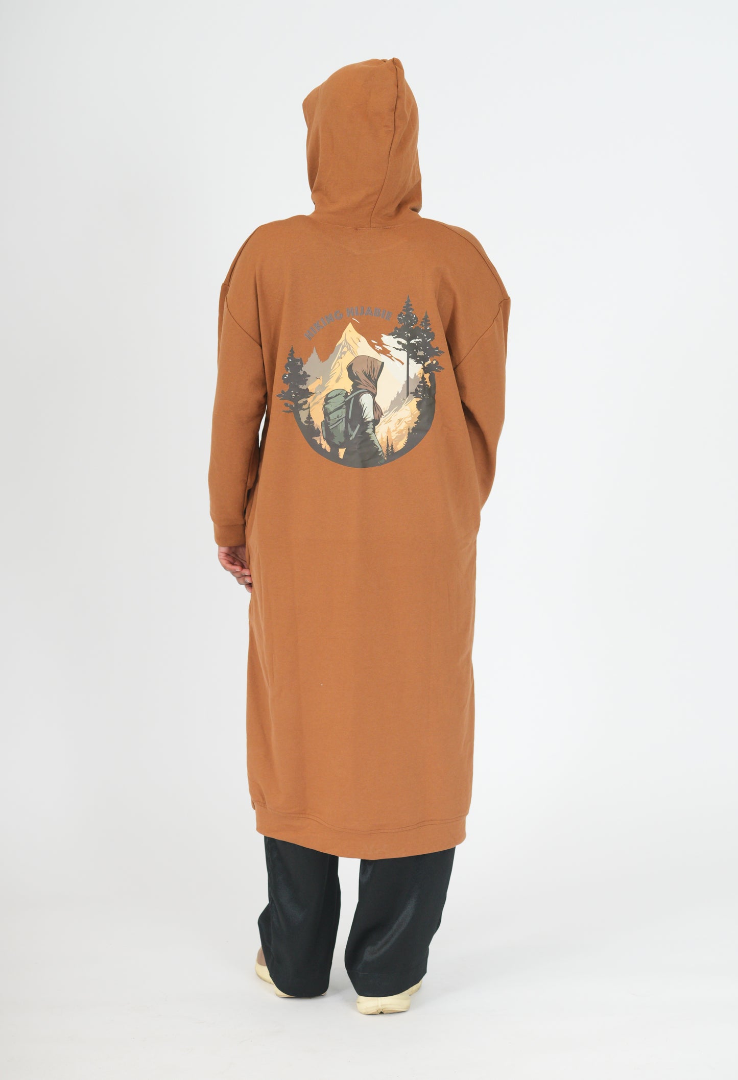 Hiking Hijabie Knee Length Hoodie