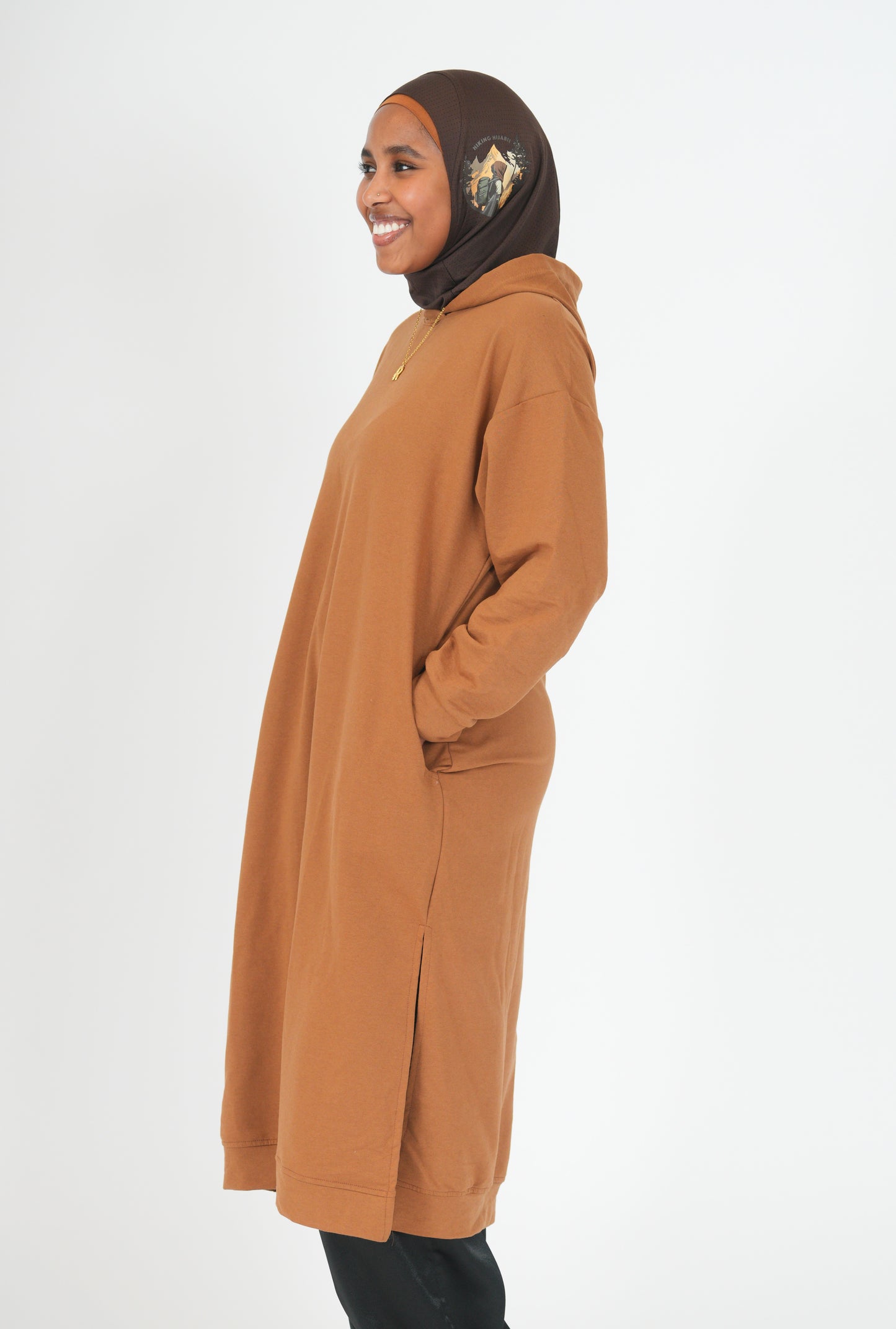Hiking Hijabie Knee Length Hoodie